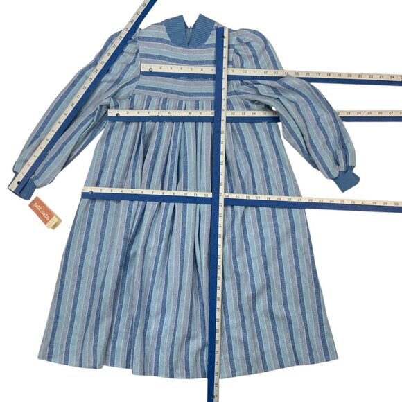 Petit Diable Girls Vintage Flannel Dress 10 Years Old Long Sleeve Blue - Picture 5 of 11